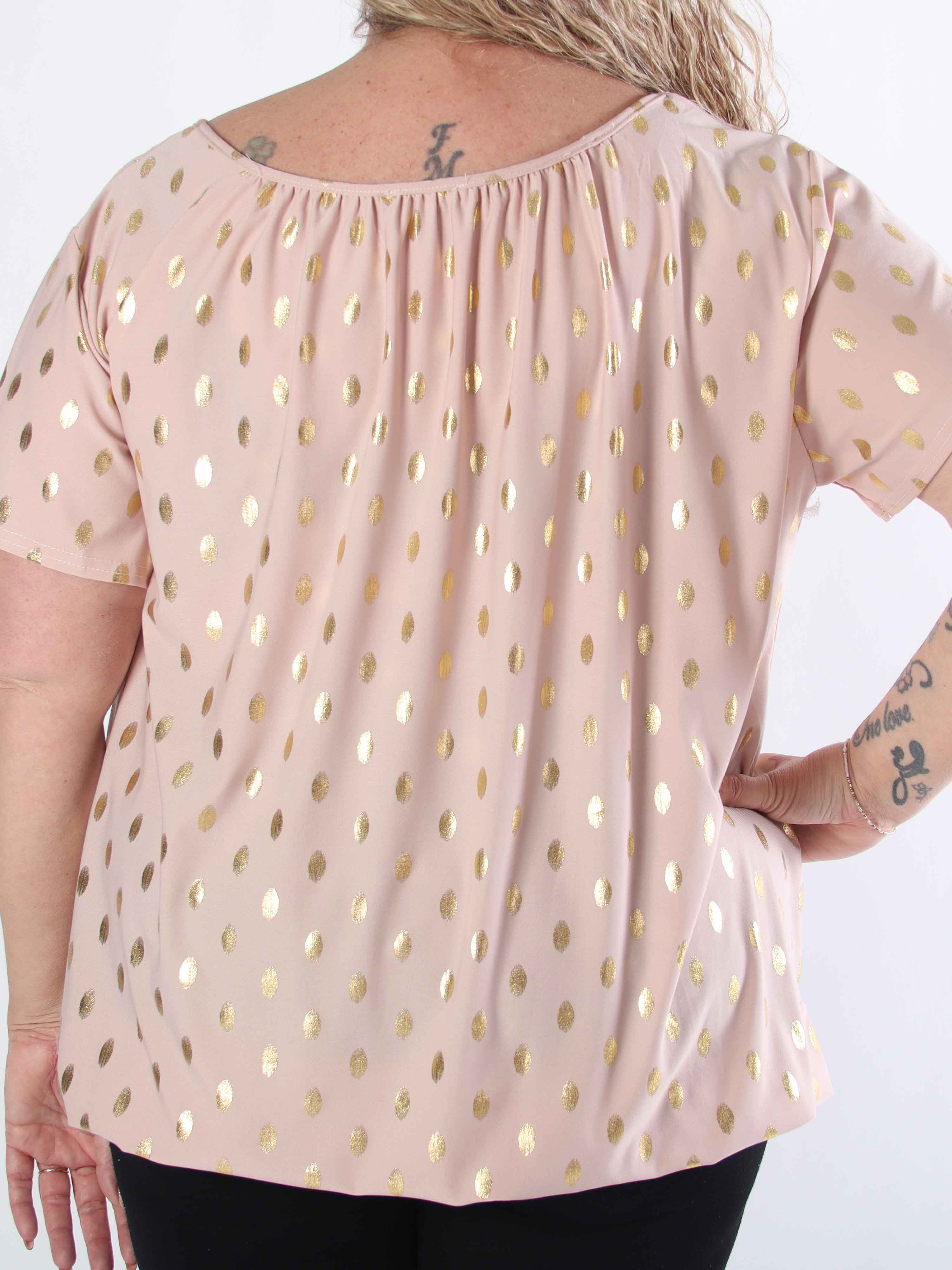 Miracle Dot T-shirt - Elastisk plus size blus med guldprickar på